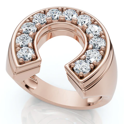 0.75 CTW Lab Grown Diamond Horseshoe Lucky Pinky Ring For Men