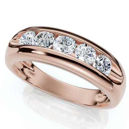 0.75 CTW Lab Grown Diamond Channel Set 5-Stone Engagement Ring For Men
