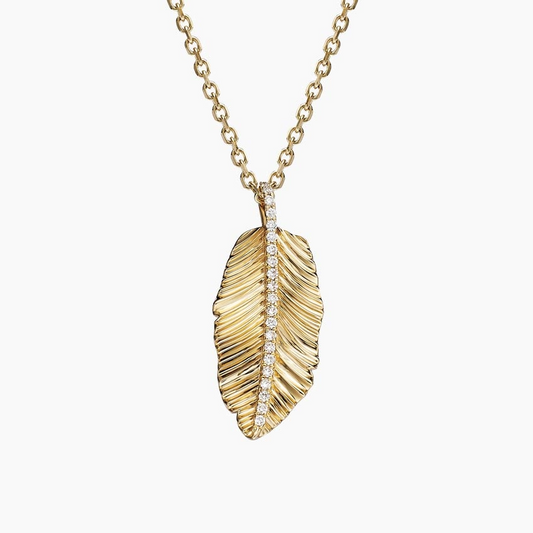 Customized Lab Grown Diamond Leaf Pendant