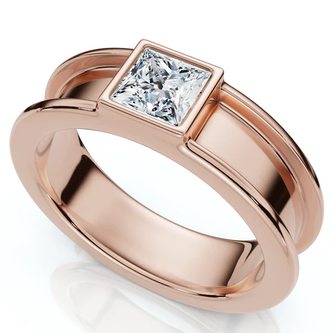 Lab Grown Diamond Princess Cut Solitaire Wedding Ring For Men