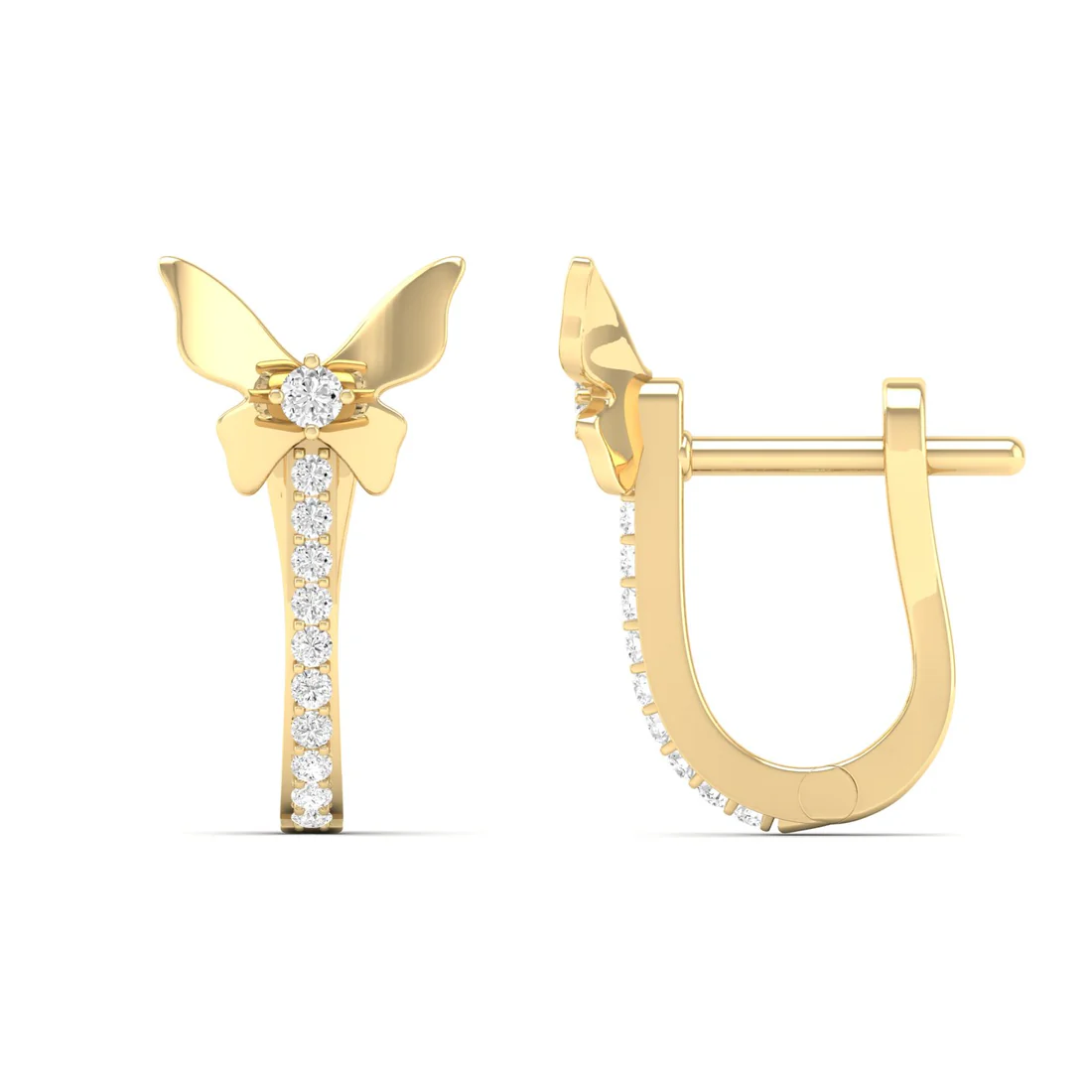 0.18 CTW Lab Grown Diamond Butterfly Hoop Earring