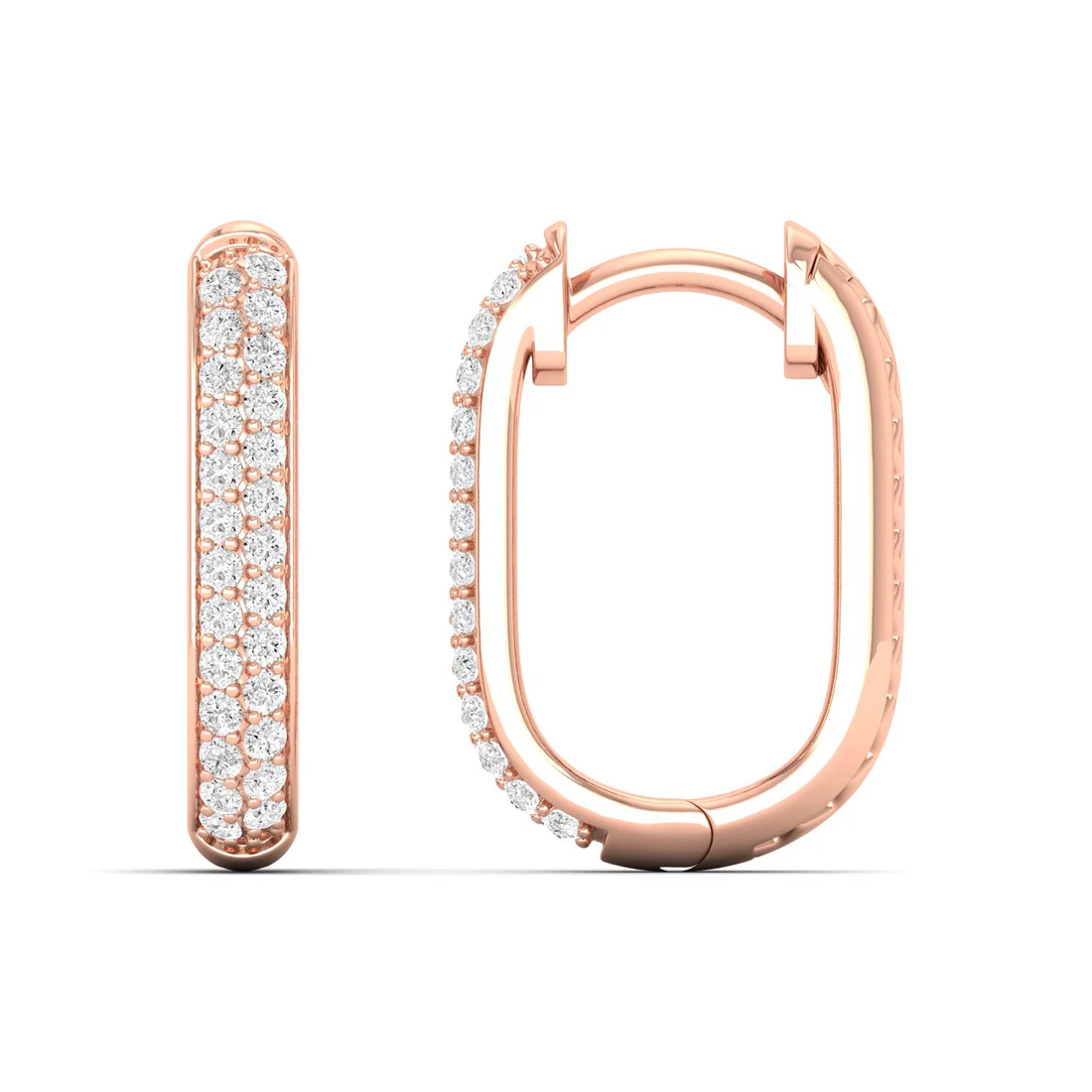 0.18 CTW Lab Grown Diamond Oval Shape Huggie Earring