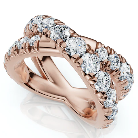 3 CTW Lab Grown Diamond Crossover Gold Ring