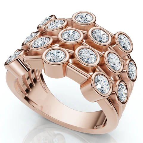 1.50 CTW Lab Grown Diamond Multirow Bezel Ring