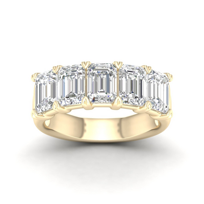 4 CTW Five Stone Emerald Lab Grown Diamond Anniversary Band