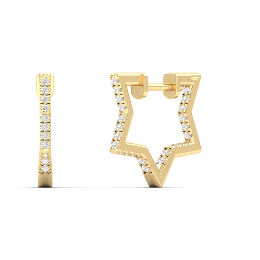 0.23 CTW Lab Grown Diamond Star Design Huggie Earring