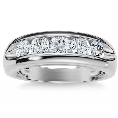 0.75 CTW Lab Grown Diamond Channel Set 5-Stone Engagement Ring For Men
