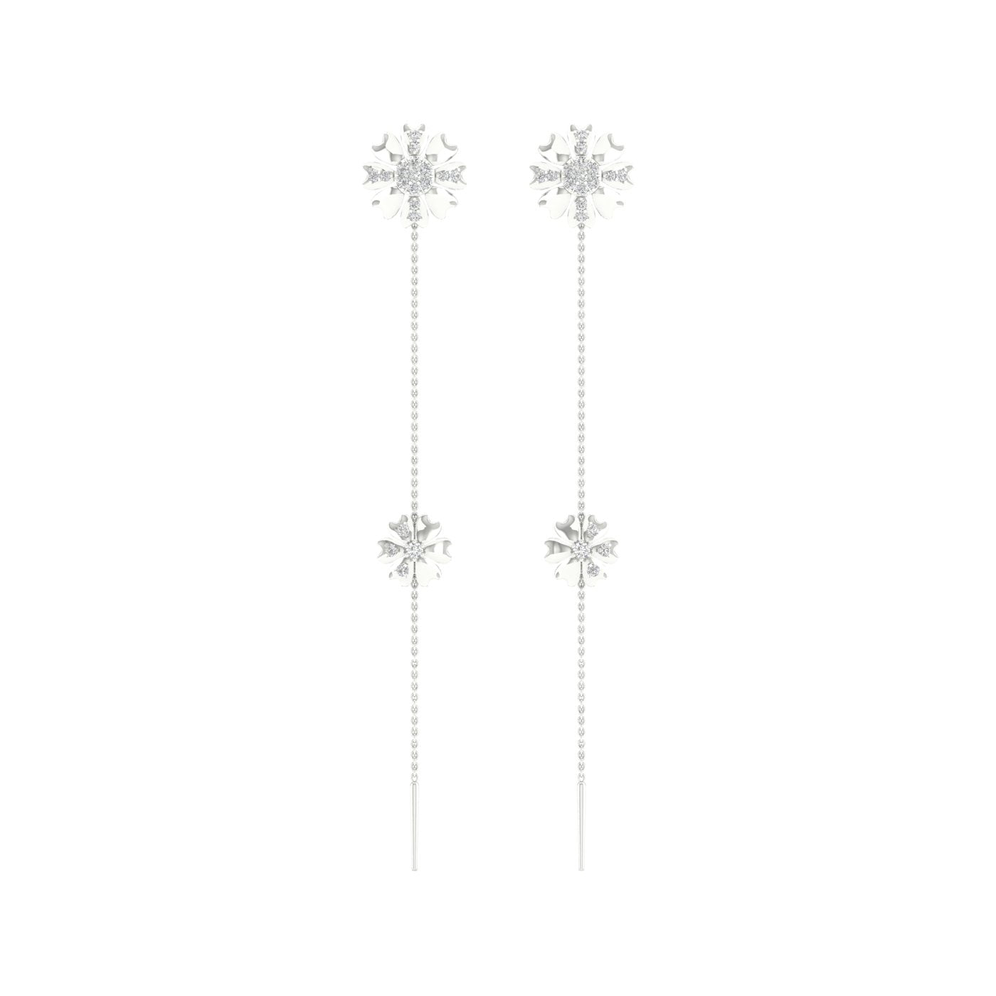 0.30 CTW Lab Grown Diamond Modern Floral Drop Earrings