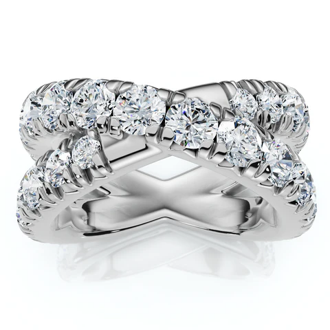 3 CTW Lab Grown Diamond Crossover Gold Ring