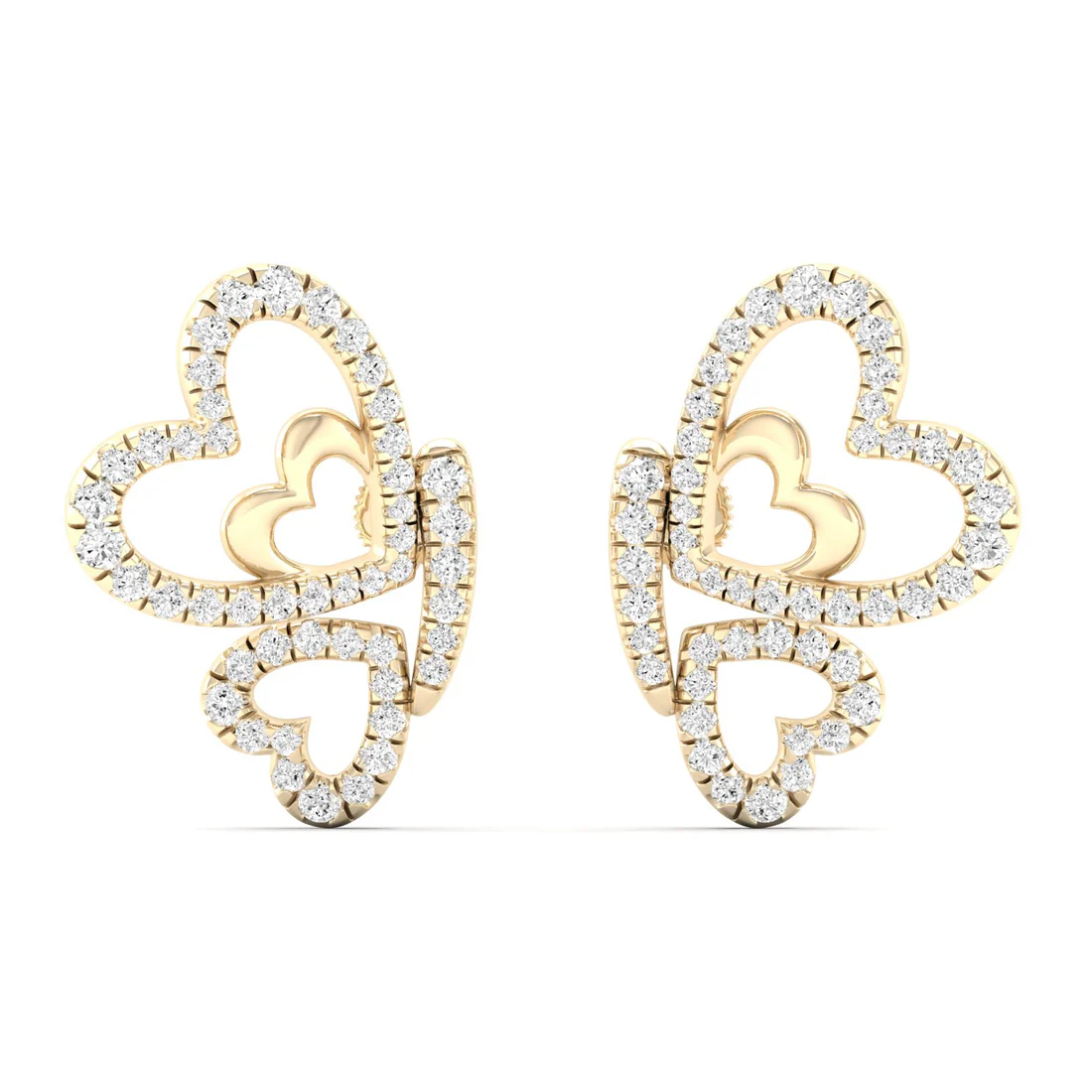0.46 CTW Lab Grown Diamond Heart Shape Butterfly Earring