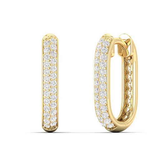 0.18 CTW Lab Grown Diamond Oval Shape Huggie Earring