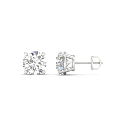 3 CTW Lab Grown Diamond Classic Round Solitaire Stud Earring