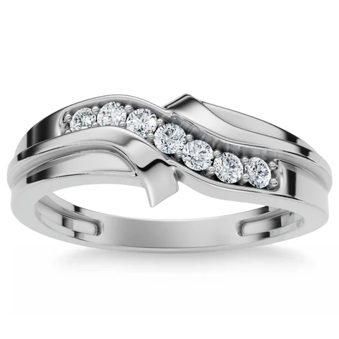 Lab Grown Diamond Curved Channel Set Wedding Band