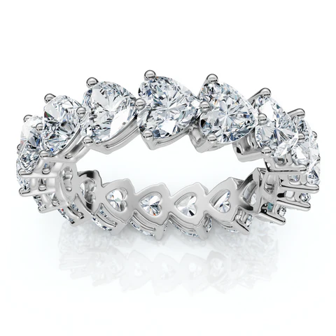 3.75 CTW Lab Grown Diamond Heart Shape Full Eternity Wedding Band