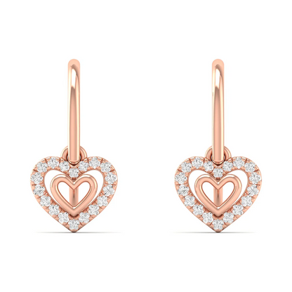 0.18 CTW Lab Grown Diamond Heart Shape Drop Earring