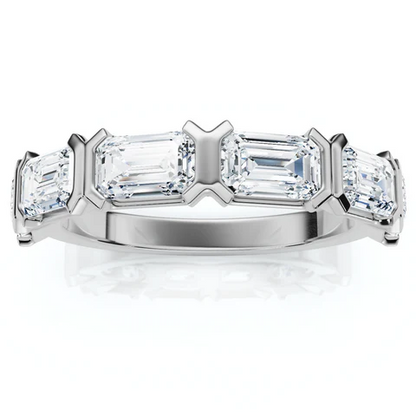 1.50 CTW Emerald Cut Lab Grown Diamond 6-stone Ring For Men
