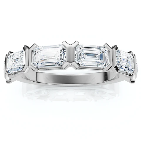 1.50 CTW Emerald Cut Lab Grown Diamond 6-stone Ring For Men