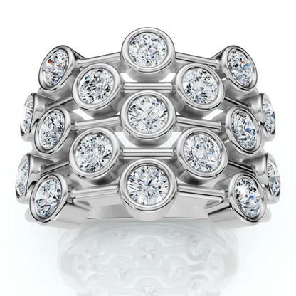 1.50 CTW Lab Grown Diamond Multirow Bezel Ring