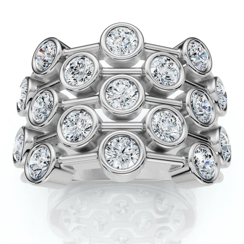 1.50 CTW Lab Grown Diamond Multirow Bezel Ring