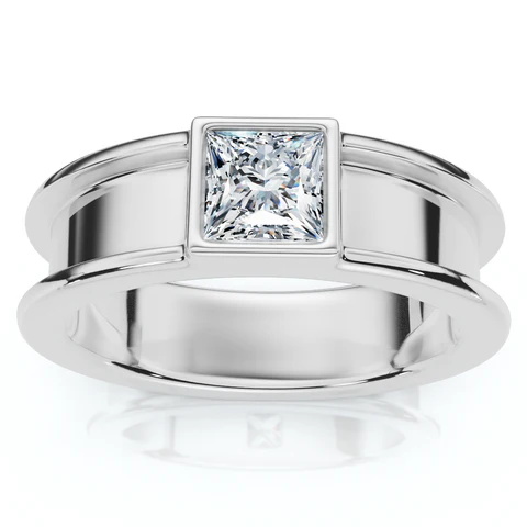 Lab Grown Diamond Princess Cut Solitaire Wedding Ring For Men