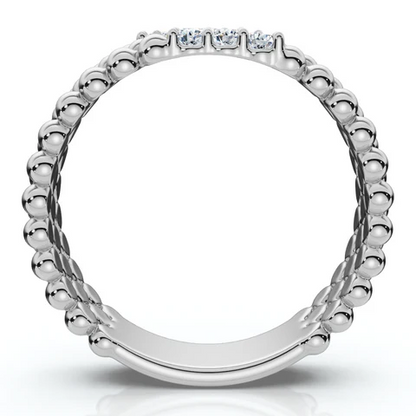 Three Row Beaded Lab Grown Diamond Stackable Ring For Men