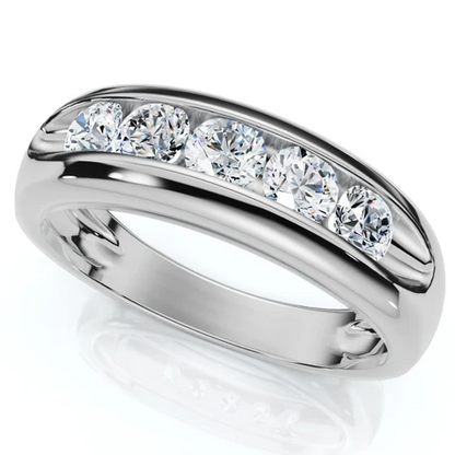 0.75 CTW Lab Grown Diamond Channel Set 5-Stone Engagement Ring For Men