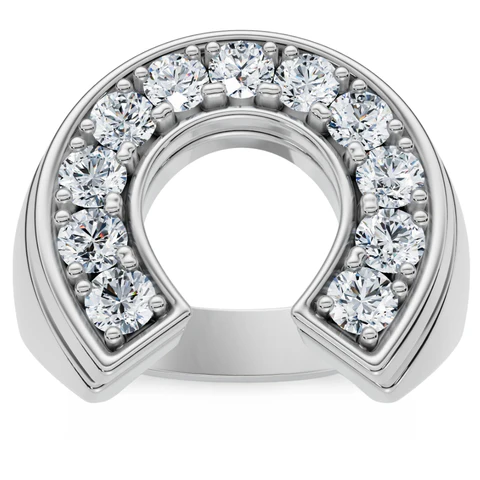 0.75 CTW Lab Grown Diamond Horseshoe Lucky Pinky Ring For Men