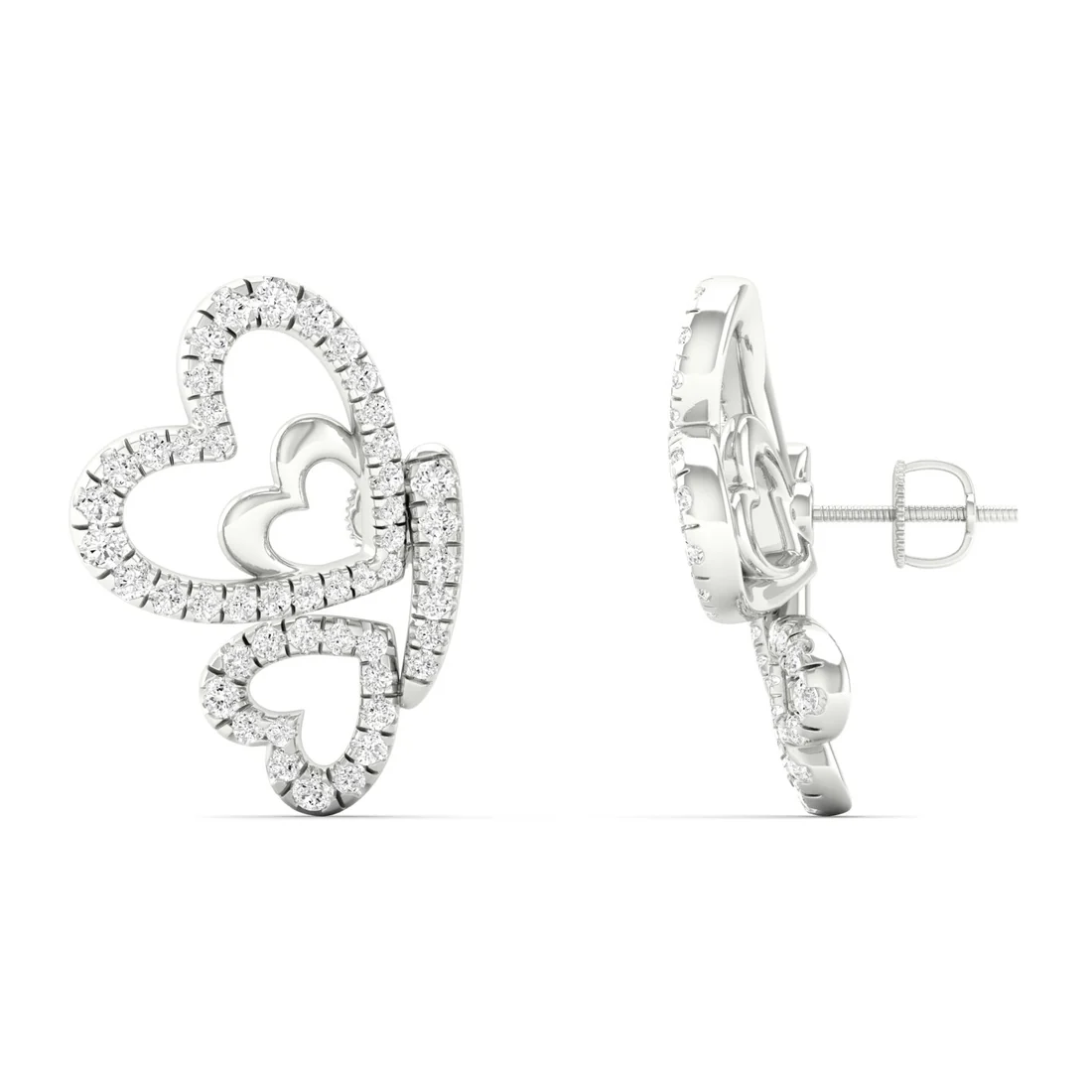 0.46 CTW Lab Grown Diamond Heart Shape Butterfly Earring