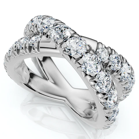 3 CTW Lab Grown Diamond Crossover Gold Ring