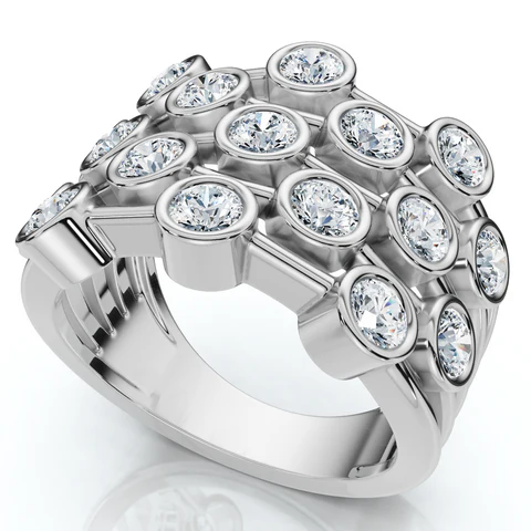 1.50 CTW Lab Grown Diamond Multirow Bezel Ring