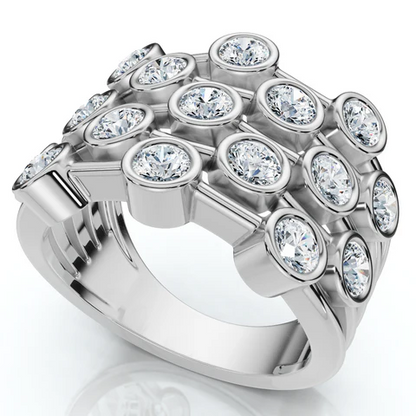 1.50 CTW Lab Grown Diamond Multirow Bezel Ring