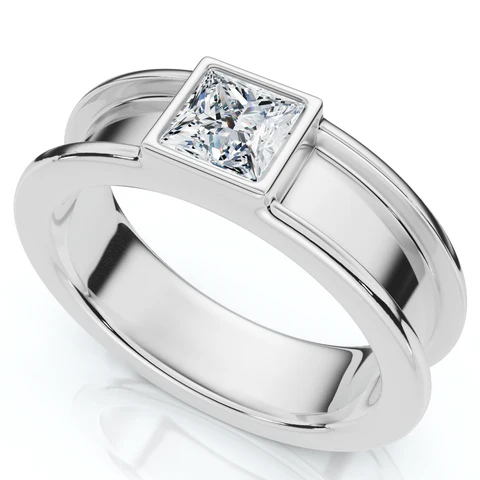 Lab Grown Diamond Princess Cut Solitaire Wedding Ring For Men