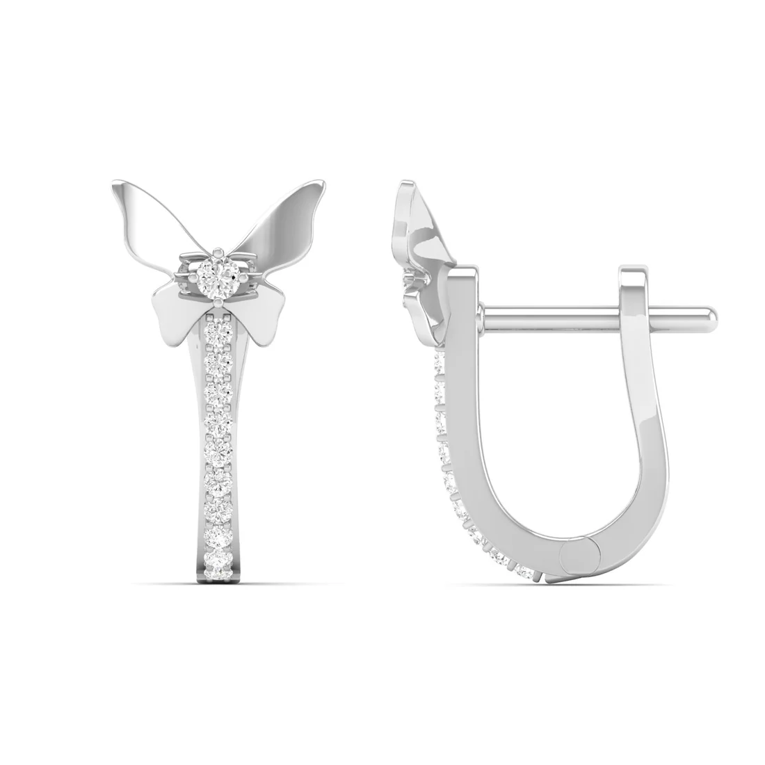 0.18 CTW Lab Grown Diamond Butterfly Hoop Earring