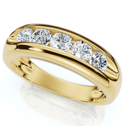 0.75 CTW Lab Grown Diamond Channel Set 5-Stone Engagement Ring For Men