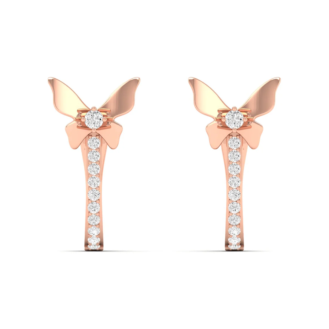 0.18 CTW Lab Grown Diamond Butterfly Hoop Earring