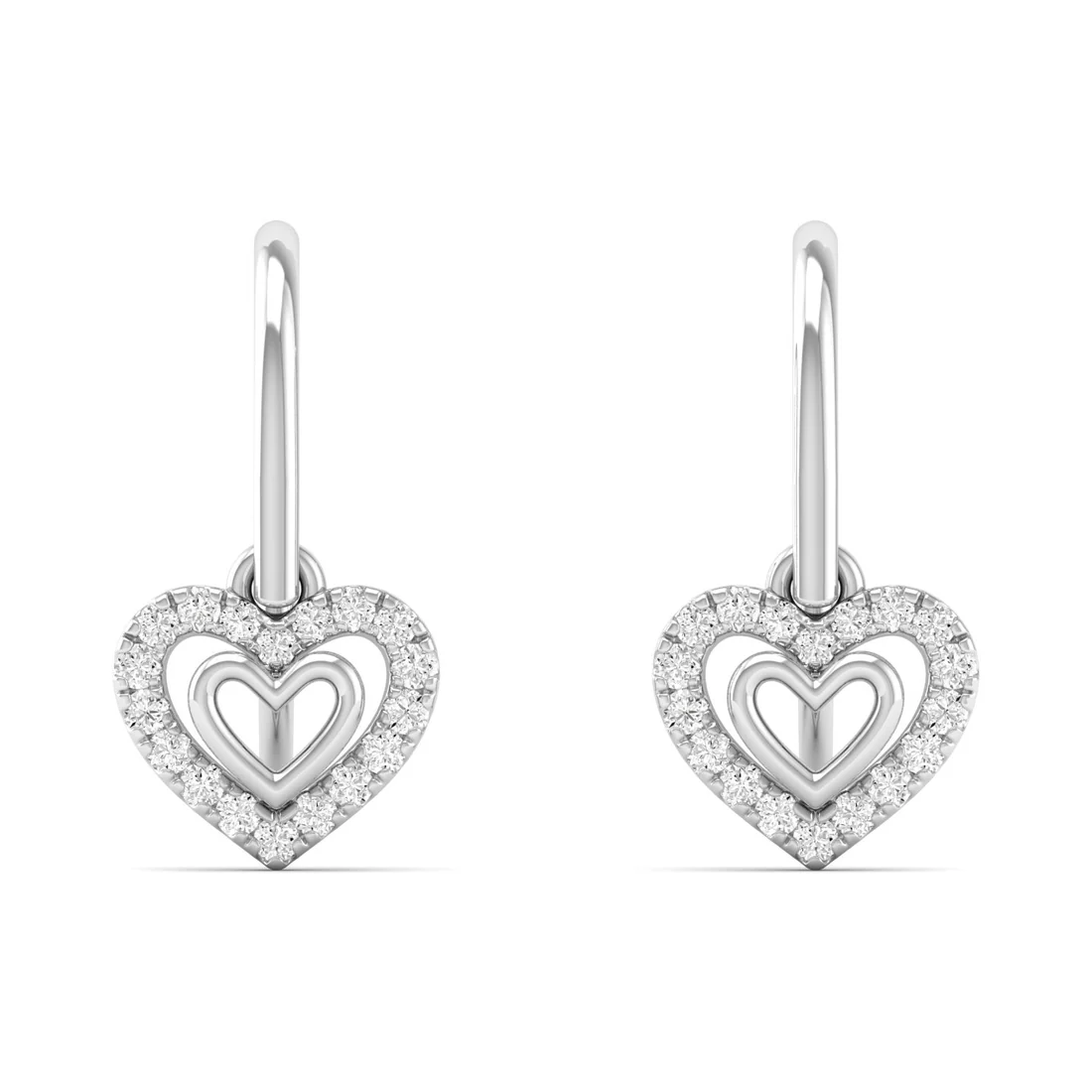 0.18 CTW Lab Grown Diamond Heart Shape Drop Earring