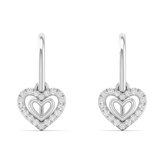 0.18 CTW Lab Grown Diamond Heart Shape Drop Earring