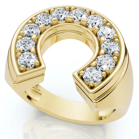 0.75 CTW Lab Grown Diamond Horseshoe Lucky Pinky Ring For Men