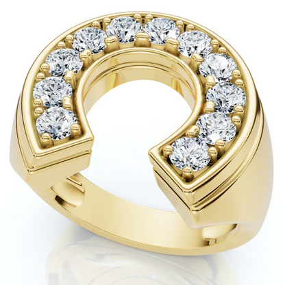 0.75 CTW Lab Grown Diamond Horseshoe Lucky Pinky Ring For Men