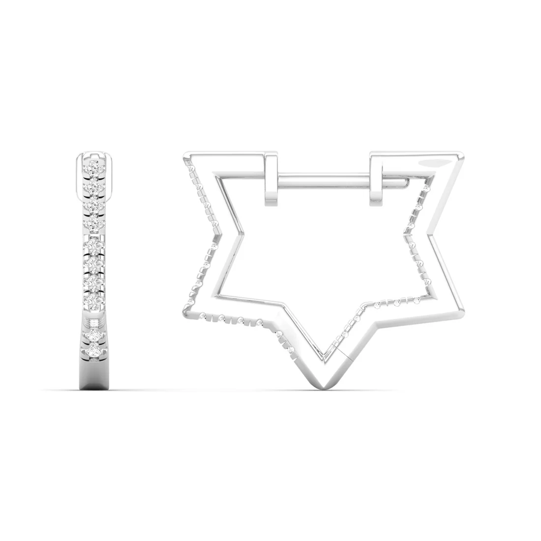 0.23 CTW Lab Grown Diamond Star Design Huggie Earring
