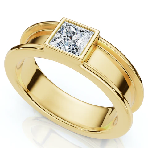 Lab Grown Diamond Princess Cut Solitaire Wedding Ring For Men