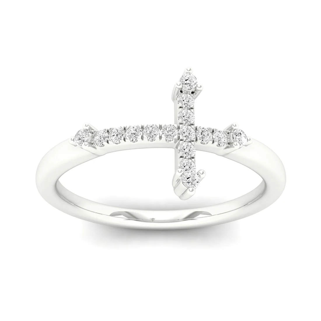 0.10Ctw Lab Grown Diamond Minimalist Cross Ring