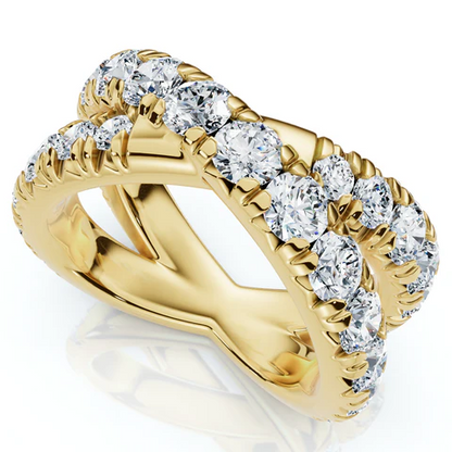 3 CTW Lab Grown Diamond Crossover Gold Ring