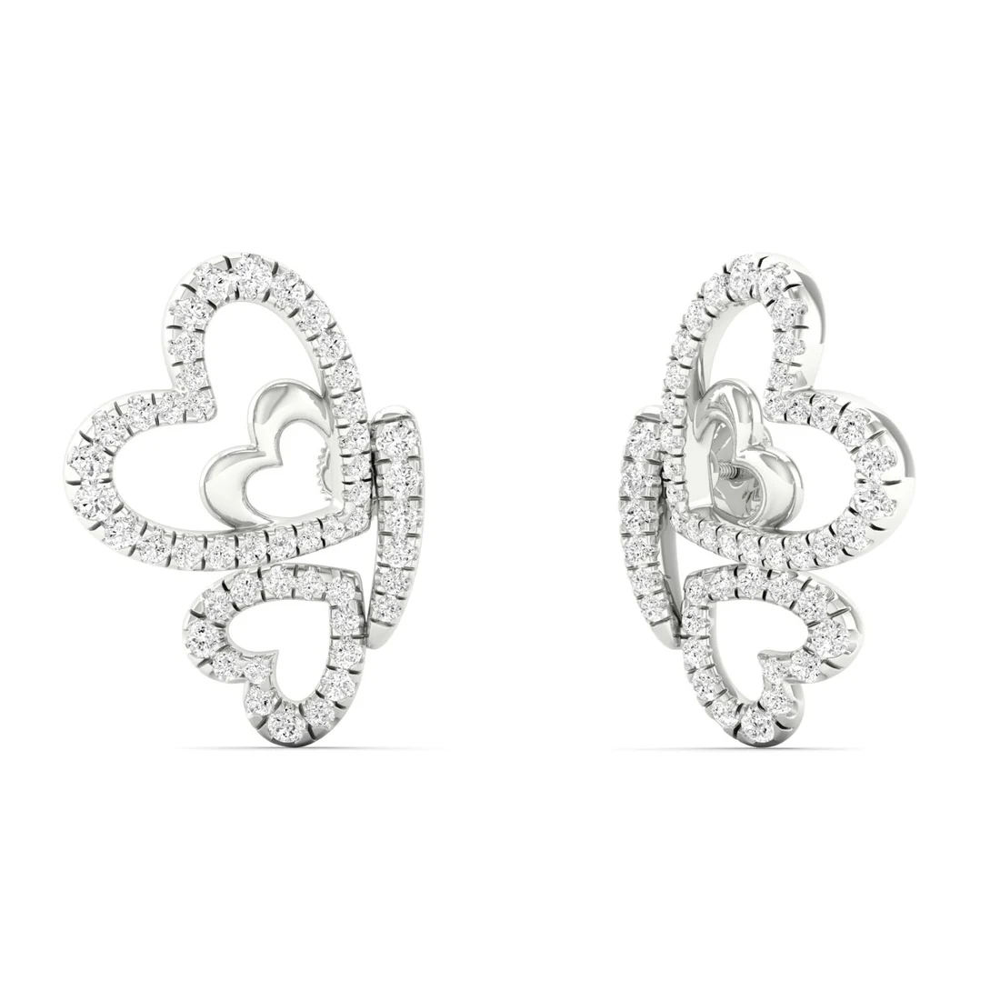 0.46 CTW Lab Grown Diamond Heart Shape Butterfly Earring