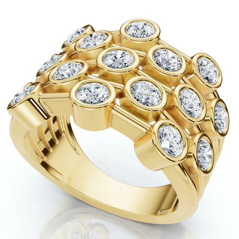 1.50 CTW Lab Grown Diamond Multirow Bezel Ring