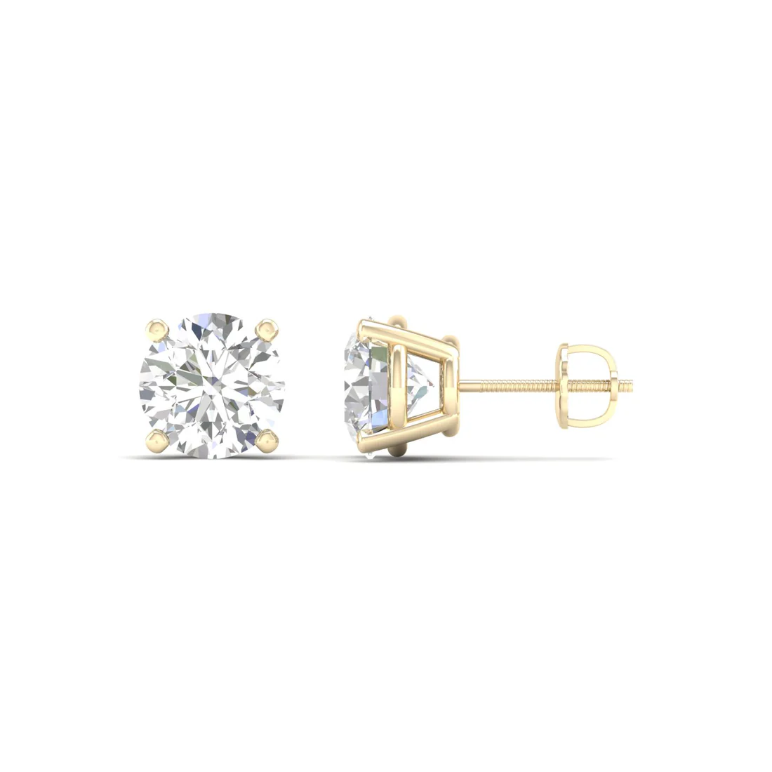 3 CTW Lab Grown Diamond Classic Round Solitaire Stud Earring
