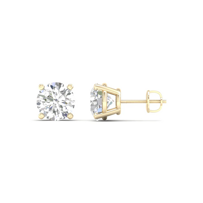 3 CTW Lab Grown Diamond Classic Round Solitaire Stud Earring