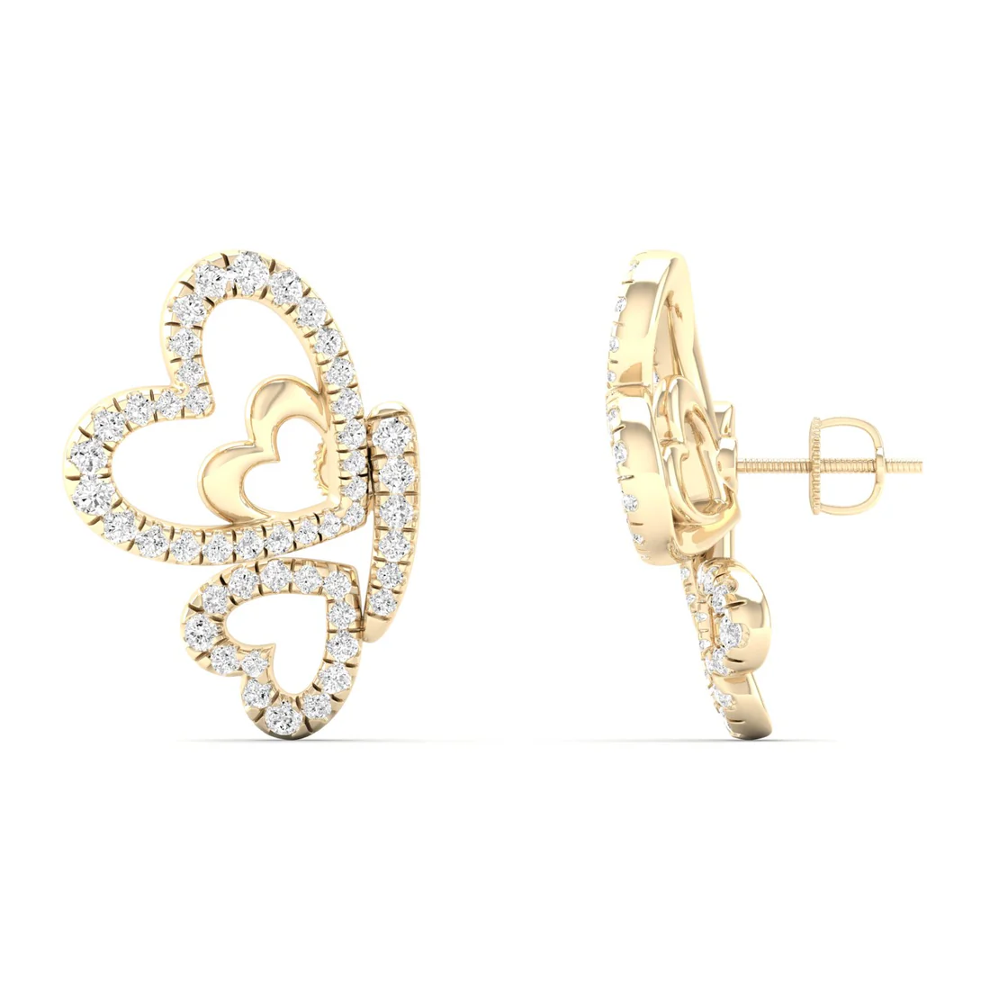 0.46 CTW Lab Grown Diamond Heart Shape Butterfly Earring
