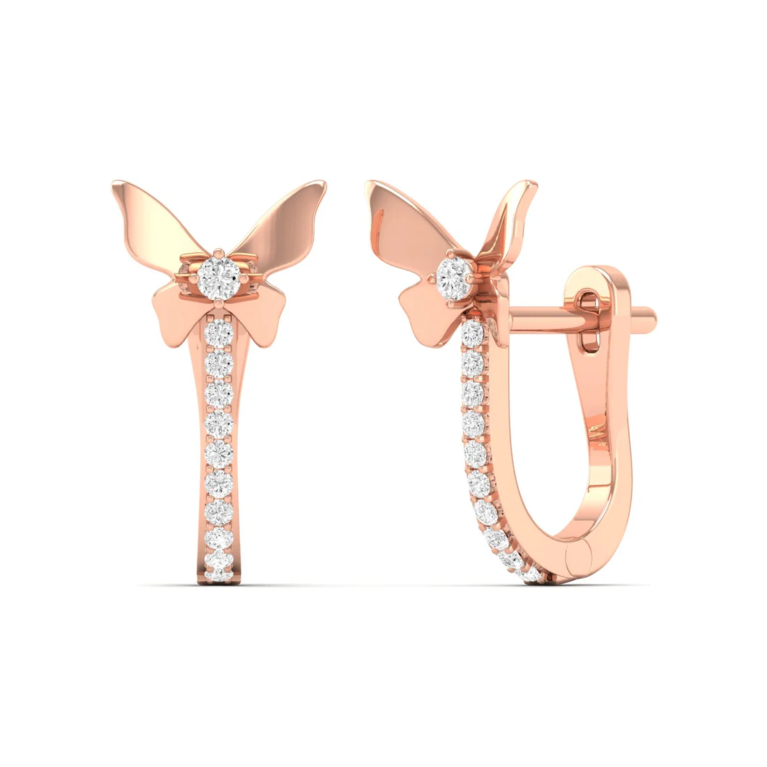 0.18 CTW Lab Grown Diamond Butterfly Hoop Earring