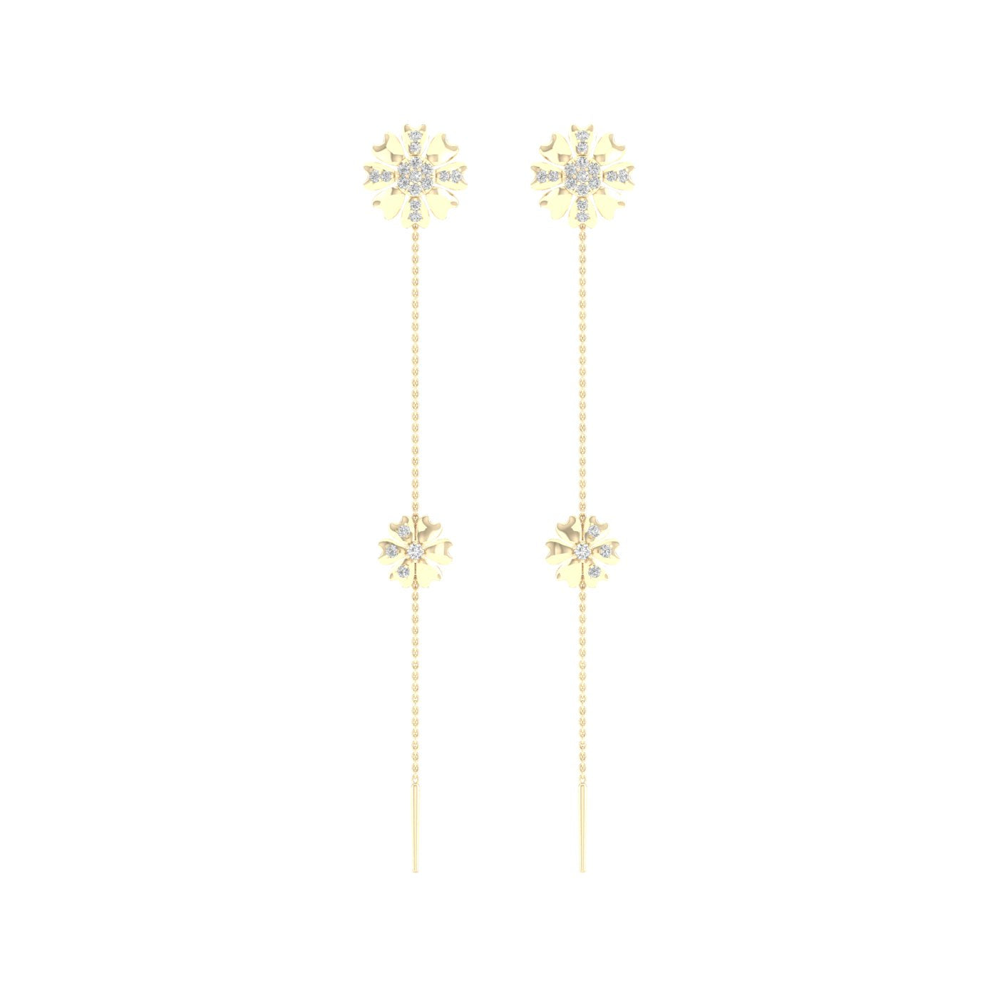 0.30 CTW Lab Grown Diamond Modern Floral Drop Earrings